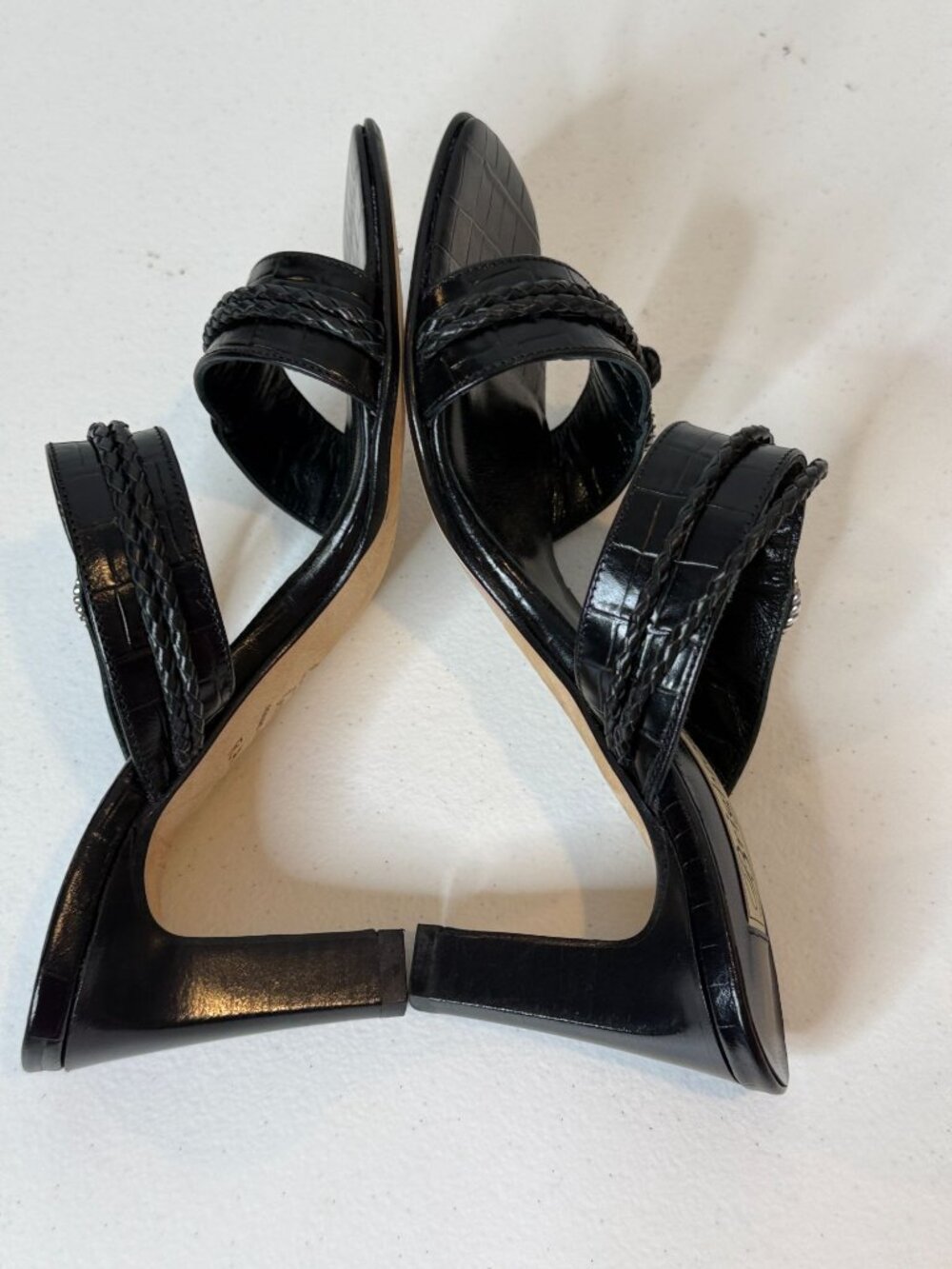 Brighton Raven Black Leather Horsebit Mule Heels Size 5 - Picture 7 of 8